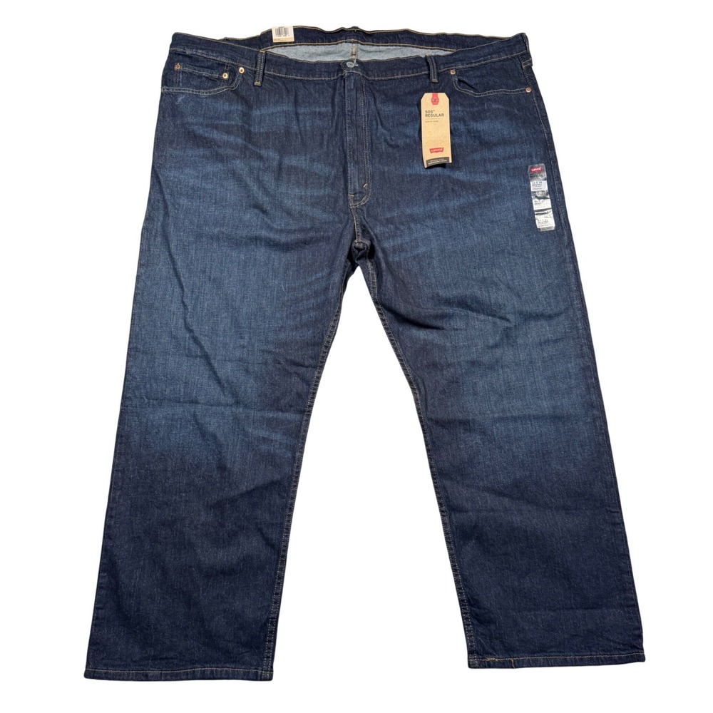 Levi's 505 Regular Mens 54x30 Dark‎ Wash Stretch Big & Tall Jeans NWT